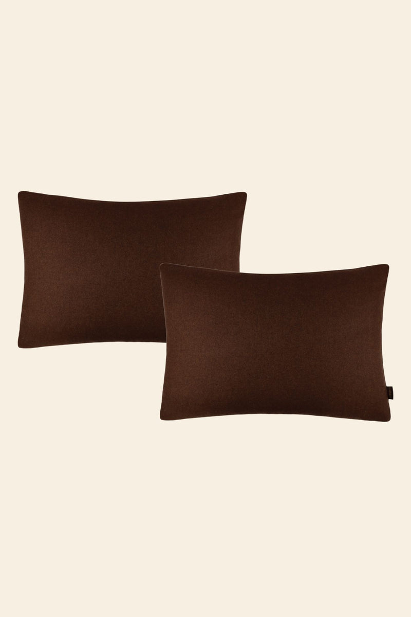 Twee grote bruine sierkussens.