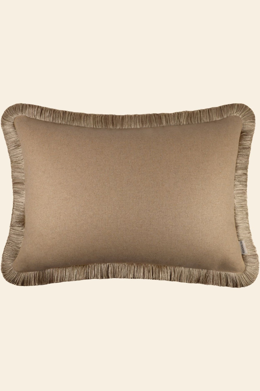 Extra groot sierkussen in het beige met franjes - rechthoekig - 50x70 cm - voor op bed