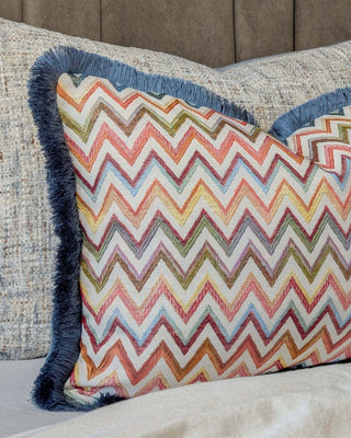 Sierkussen Zigzag Franje Blauw